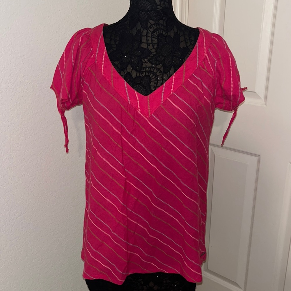 EUC—Roxy Pink with Stripes Short Sleeve—Size XL